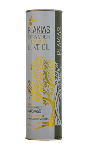 Plakias BIO Olivenöl extra nativ organic 1 Liter runde Dose biologisches Oliven Öl von Kreta - erste Kaltpressung - kretisches kretanisches Olivenöl vegan extra virgin aus Koroneiki 1L Tin von Plakias Oil