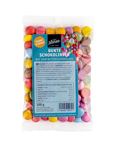 Beste Bunte Schoko Linsen 6x100g - 4€ pro 100g - Beste Qualität - Gentechnikfrei, vegan, günstig - Planeo von Planeo