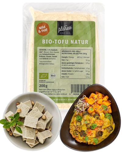 Planeo BIO Tofu Natur 200g - produziert in Deutschland - Beste Qualität - Gentechnikfrei, vegan, günstig von Planeo