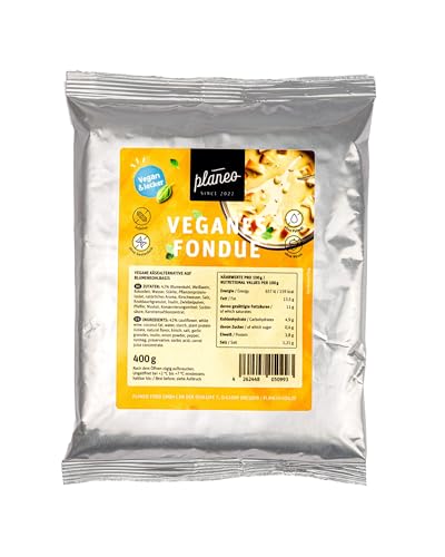 Bestes Veganes Fondue auf Blumenkohlbasis 4x400g - Nur 2,50€ pro 100g - Beste Qualität - Gentechnikfrei, vegan, günstig - Planeo von Planeo