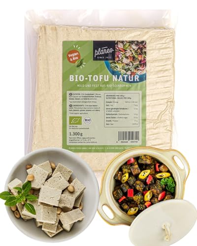 Planeo BIO Tofu Natur Großpack 1.3kg - produziert in Deutschland - Beste Qualität - Gentechnikfrei, vegan, günstig von Planeo