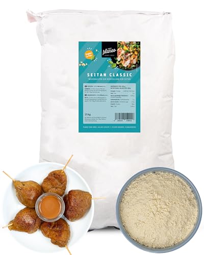 Günstigster Seitan Classic 25kg - Nur 5,20€/kg - Traditioneller Planeo Fleischersatz mit hohem Eiweißgehalt - Perfekt für vielseitige Gerichte, Weizengluten von Planeo