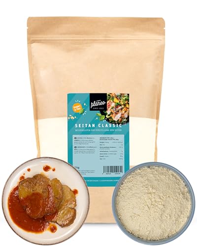 Planeo Seitan Classic 1kg - Traditioneller Fleischersatz mit hohem Eiweißgehalt für vielseitigen Genuss, perfekt für Gerichte aller Art, Weizengluten von Planeo