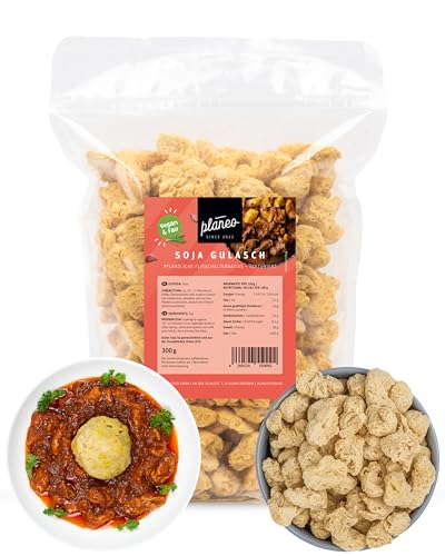 Planeo Soja Gulasch 300g - Veganer Fleischersatz, Gentechnikfrei, Sojafleisch Alternative zu herkömmlichen Fleisch von Planeo