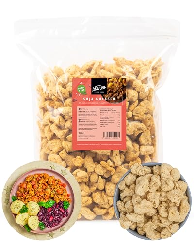 Planeo Soja Gulasch 800g - Veganer Fleischersatz, Gentechnikfrei, Sojafleisch Alternative zu herkömmlichen Fleisch von Planeo