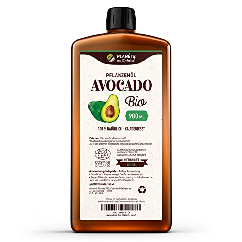 Avocadoöl Bio 900 ml - 100% Bio, Rein, Natürlich & Kaltgepresst von Planète au Naturel