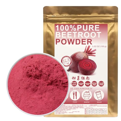 100% Natural Pure Beetroot Powder 100g/3.52oz 甜菜根粉 Rote Beete getrocknetes Pulver für Smoothies, Shakes, Backen, Getränke,| Ohne Konservierungsstoffe, Ohne Zuckerzusatz von Plant Gift