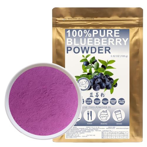 100% Natural Pure Blueberry Powder 100g/3.52oz 蓝莓粉 Blaues Beerenpulver für Smoothie-Frühstück, gefriergetrocknet, kein zugesetzter Zucker von Plant Gift