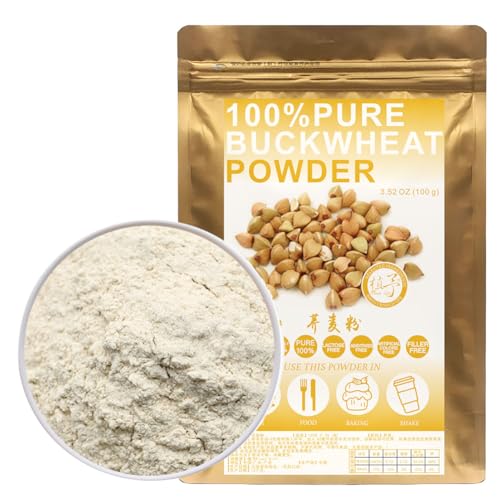 100% Natural Pure Buckwheat Powder 100g/3.52oz 荞麦粉 Buchweizenmehl, Weizenmehl Ersatz. Ideal für Pfannkuchen, Nudeln Ohne Zuckerzusatz von Plant Gift