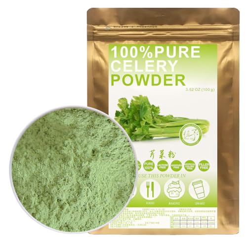 100% Natural Pure Celery Powder 100g/3.52oz 芹菜粉 Selleriesaftpulver für Smoothies, Shakes, Backen für Getränke, Tee-grünes Saftpulver, pulverisiertes Grün, frei von Konservierungsmitteln von Plant Gift