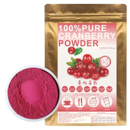 100% Natural Pure Cranberry Powder 100g/3.52oz 蔓越莓粉 Cranberry Pulver für Smoothies, Shakes, Backen und Getränke,| Frei von Konservierungsstoffen, gefriergetrocknet, ohne Zuckerzusatz von Plant Gift