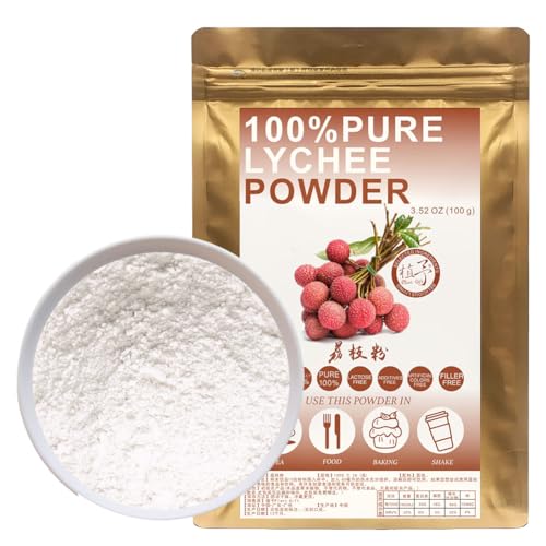 100% Natural Pure Lychee Powder 100g/3.52oz 荔枝粉 Lychepulver für Smoothies, Shakes, Backen und Getränke,| Ohne Konservierungsstoffe, gefriergetrocknet, ohne Zuckerzusatz von Plant Gift