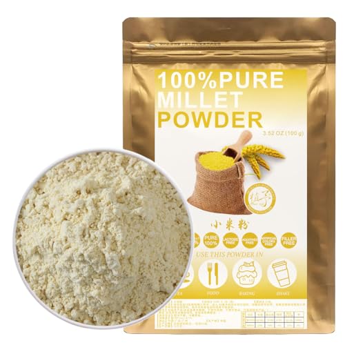 100% Natural Pure Millet Powder 100g/3.52oz 小米粉 Hirse-Mehl zum Kochen von Backrezepten und Getränken,| frei von Konservierungsstoffen, kein zugesetzter Zucker von Plant Gift