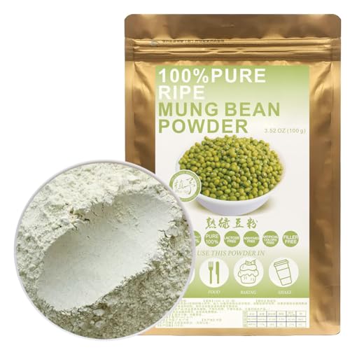 100% Natural Pure Mung Bean Powder 100g/3.52oz 绿豆粉 Moong Bohnenmehl mit grünem Mong-Boden für Smoothies, Shakes, Backen, Getränke,| Frei von Konservierungsstoffen, Kein zugesetzter Zucker von Plant Gift