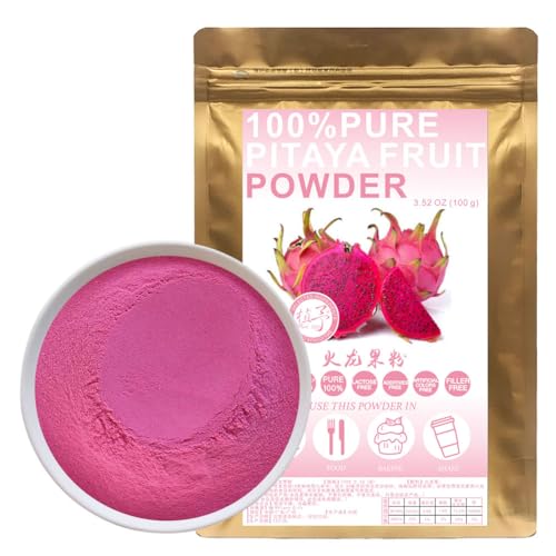 100% Natural Pure Pink Pitaya Powder, 100g/3.52oz 火龙果粉 Pitahaya Pulver/Drachenfrucht Pulver für Smoothies, Shakes, Backen von Getränken, Tee ﻿ von Plant Gift