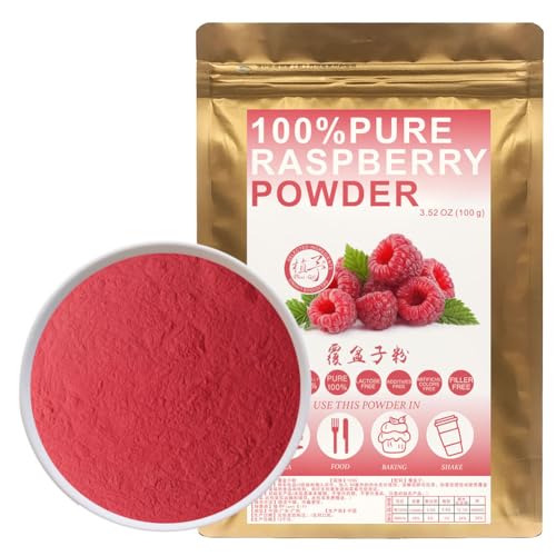 100% Natural Pure Raspberry Powder 100g/3.52oz 覆盆子粉 für Smoothies, Shakes, Backen und Getränke,| Ohne Konservierungsstoffe, gefriergetrocknet, ohne Zuckerzusatz von Plant Gift