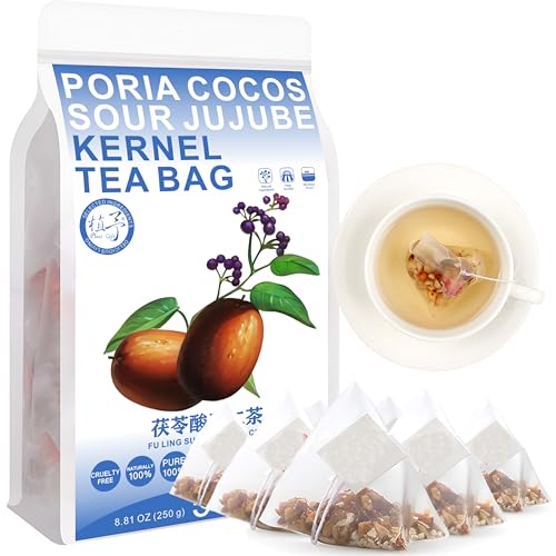 100% Poria Cocos Sour Jujube Kernel Tea Bag, 250g/8.81oz (5g*50bags) Malz, rote Jujube chinesische Yam, Lilie, Rose, Kombinieren Tee Beutel chinesischen Tee, Gesundheitstee 茯苓酸枣仁茶 von Plant Gift