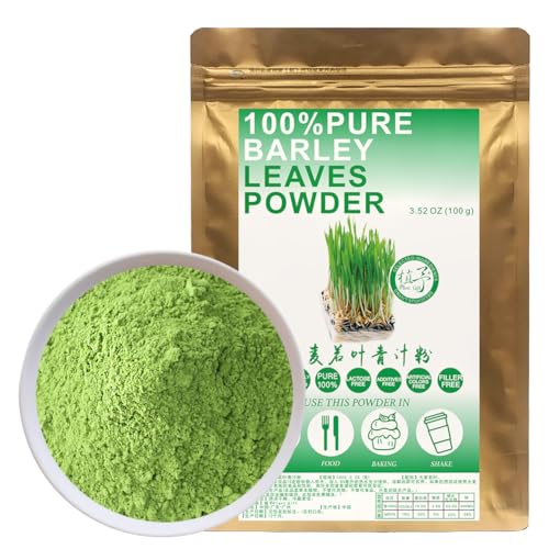 100% Pure Barley Leaves Powder 100g/3.52oz Natürliches Gerstenblatt Mehl,Gerstengras Pulver für Smoothies, Shakes, Backen, Getränke,| Frei von Konservierungsstoffen von Plant Gift