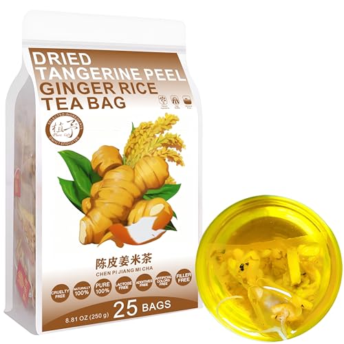 100% Pure Natural Herbal Tea, Dried tangerine peel Ginger rice Tea Bag, 250g/8.81oz (5g*50bags), 陈皮姜米茶, brauner Reis, koffeinfrei, keine Zusatzstoffe, nicht GVO von Plant Gift