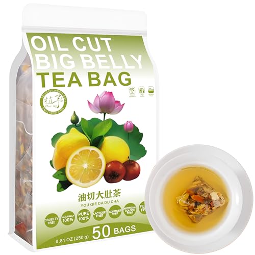 100% Pure Natural Herbal Tea, Oil Cut Big Belly Tea Bag, 250g/8.81oz (5g*50bags) 油切大肚茶 Cassia Samen, Mandarinenschale, Weißdorn, Lotusblatt, Zitrone, Koffein frei, keine Zusätze, Nicht-GV von Plant Gift