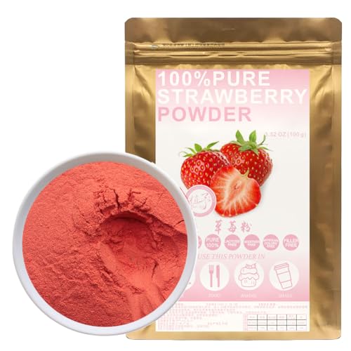 100% Pure Strawberry powder 100g/3.52oz natürliches gefrorenes Erdbeersaft Mehl,Erdbeerpulver für Smoothies, Shakes, Backen,Getränke,| Ohne Konservierungsstoffe, Vegan, Glutenfrei. ﻿ von Plant Gift