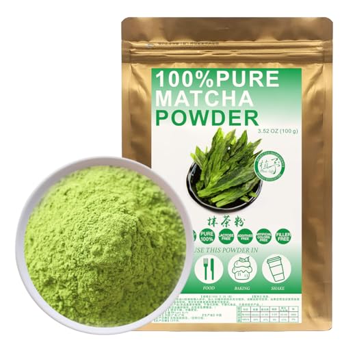 100% Natural Pure Matcha Powder 100g/3.52oz 抹茶粉 Matcha Für Smoothies, Shakes, Backen, Getränke,| Ohne Konservierungsstoffe von Plant Gift