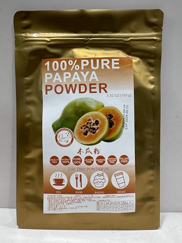 100% Natural Pure Papaya powder 100g/3.52oz 木瓜粉 Natürlich reich an Papaya Enzym für Smoothies, Shakes, Backen, Getränke,| Ohne Konservierungsstoffe, Ohne Zuckerzusatz von Plant Gift