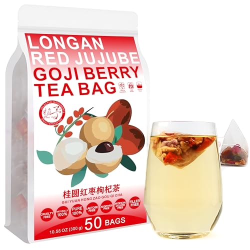 Plant Gift Longan Goji Berry Tea Bags 10.58oz (6g*50bags), Getrockneter Longan, Wolfberry, Rose, chinesische reine Natur, Gesundheitswesen gemischter Tee, Kombination von Blumentee 300g 桂圆枸杞茶 von Plant Gift