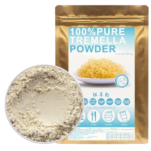 100% Natural Pure Tremella Powder 100g/3.52oz 银耳粉 Tremella Mehl zum Kochen von Backrezepten, Getränke,| Frei von Konservierungsstoffen von Plant Gift