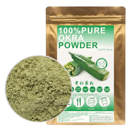 100% Natural Pure Okra Powder 100g/3.52oz 黄秋葵粉 Für Smoothies, Shakes, Backen, Getränke, Tee, frei von Konservierungsstoffen von Plant Gift