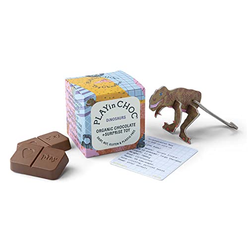 Playin Choc Überraschungswürfel Schokolade, Dinosaurier, 20g (4) von PLAYin CHOC