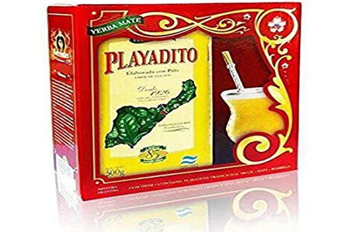 Playadito - Yerba Mate Set mit lederumwickeltem Glas Mate und Alpaka Bombilla von Playadito