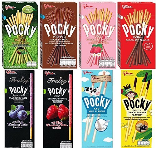 8 Flavours of Pocky - Pocky Matcha, Double Chocolate, Strawberry, Chocolate, Fruity Blueberry, Fruity Strawberry, Milky and Choco Banana (8 Boxes) by Pocky von Pocky