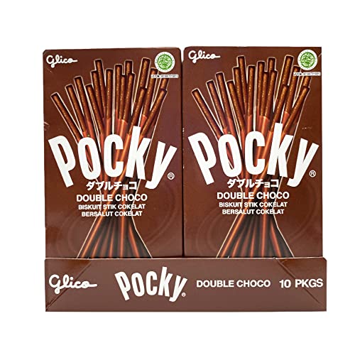 Pocky Double Chocolate Biscuit Stick Coated with Chocolate Flavor, Brown, 47g, 10er Pack von Pocky