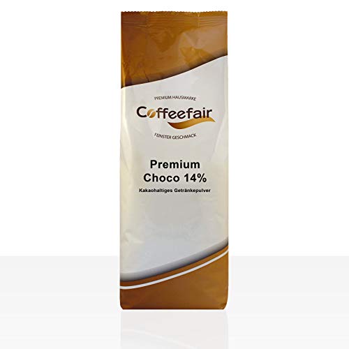 Coffeefair Premium Choco Kakao 1kg Kakaopulver mit 14% Kakaoanteil, für Kaffee-Vollautomaten geeignet, in Wasser oder Milch löslich, cremiger Kakao-Genuss für heiße Schokolade, hohe Ergiebigkeit, vollmundig schokoladig von Poiget