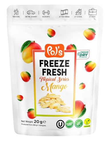 POL'S FREEZE FRESH Gefriergetrocknete Mango 100% süße Mango, Obst Chips Mango, ohne Zuckerzusatz, vegan, laktosefrei, glutenfrei von Pol´s