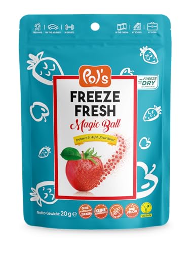 Pol's Freeze Fresh Magic Ball Erdbeere & Apfel 'Fruit Bites', gesunder Snack, 100% Obst, innovativer Snack, perfekt zum mitnehmen, optimal für die Diät, keine Zusatzstoffe, kein Zuckerzusatz von Pol´s