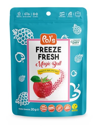 Pol's Freeze Fresh Magic Ball Himbeere & Apfel 'Fruit Bites', gesunder Snack, 100% Obst, innovativer Snack, perfekt zum mitnehmen, optimal für die Diät, keine Zusatzstoffe, kein Zuckerzusatz von Pol´s