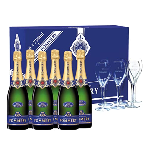Pommery Champagner Royal Brut + 6 Gläser 12,5% 6-0,75l Flasche von Pommery