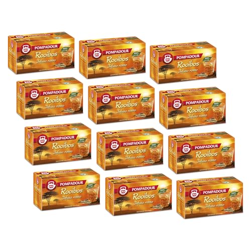 Pompadour® | Roter Rooibos-Aufguss | Aromatischer und entspannender Rooibos | Natürlich kaffeefreier Tee – 12 x 20 Beutel (420 g) von Pompadour