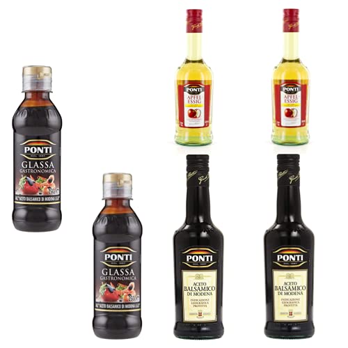 2x Ponti di Mele Apfelessig 500 ml + 2x Ponti Aceto Balsamico 'Di Modena'+ 2x Ponti Glassa Gastronomica Balsamicocreme 200 ml von Ponti