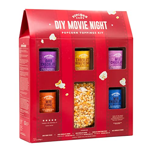 DIY Filmabend Popcorn Toppingset, eigenes Popcorn herstellen, fünf leckere Popcorn-Toppings + 500 g Popcornmais, Spaß für Kinder, Erwachsene und gesellige Abende von Popcorn Shed