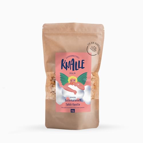 Popkornditorei Knalle - Butterkaramell Tahiti Vanille - Winteredition Popcorn Snack - knusprig duftend gebacken, handgemacht in Berlin aus besten Zutaten, 100g von Popkornditorei Knalle