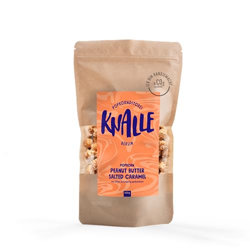 Popkornditorei Knalle GmbH Popkorn mit Salzkaramell Geschmack und Erdnussbutter - süß und knusprig - Kino Snacks » Popcorn besser als im Kino « Karamell Süßigkeit 100 g von Popkornditorei Knalle