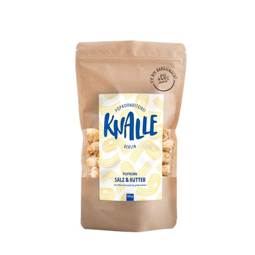 Popkornditorei Knalle - Salz & Butter Popcorn Snack - knusprig duftend gebacken, handgemacht in Berlin aus besten Zutaten, 100g (5) von Popkornditorei Knalle