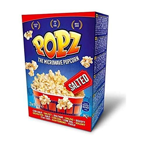 Popz Salted Popcorn, Popcorn Mais für das perfekte Filmerlebnis zu Hause - Mikrowellenpopcorn mit leckerem Meersalz, 270 g von Popz