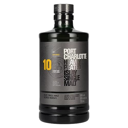 Port Charlotte 10 Years Whisky mit 50% vol. (1 x 0,7l) | Scotch Whisky | Würziger Single Malt von der schottischen Insel Islay von Bruichladdich