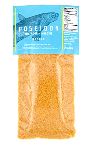 Poseidon Geriebene Bottarga (Gepökeltes Wildböse Meeräsche) Mediterranes Superfood aus Sardinien, Italienisches Produkt [50g] von Poseidon