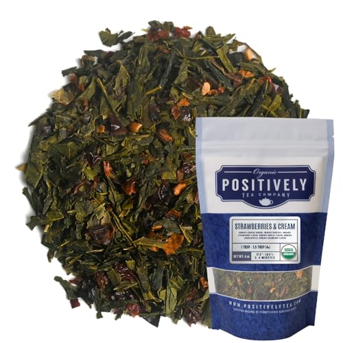 Organic Positively Tea Company Erdbeeren und Sahne, grüner Tee, lose Blätter, 118 ml von Positively Tea