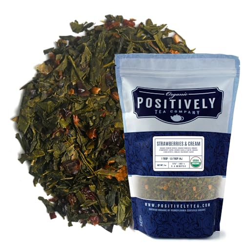 Organic Positively Tea Company Erdbeeren und Sahne, grüner Tee, lose Blätter, 473 ml von Positively Tea